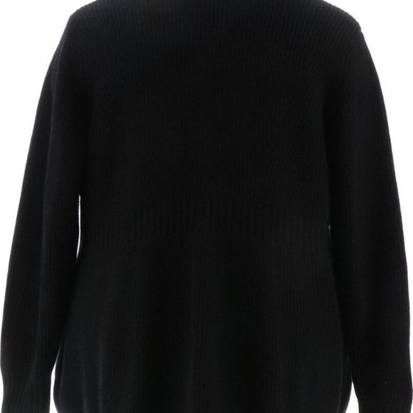 NWT ISAAC MIZRAHI SHAKER STITCH BUTTON FRONT PEPLUM CARDIGAN SWEATER BLACK XXS - Picture 5 of 12